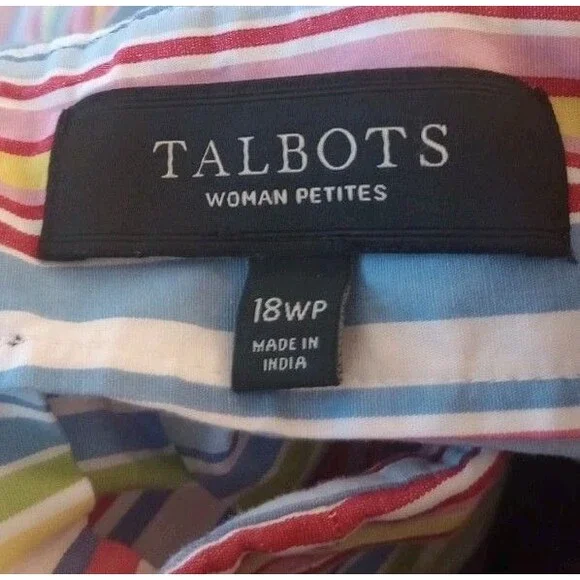 Talbots Womens Skirt Colouful Stripe Pleated Full Classic Preppy Plus Size 18WP - Picture 3 of 4